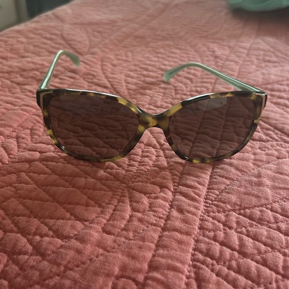 PRADA POLARIZED BROWN AND TEAL SUNGLASSES GOLD CONCEPTUAL SPR 010 55017 - Picture 1 of 4